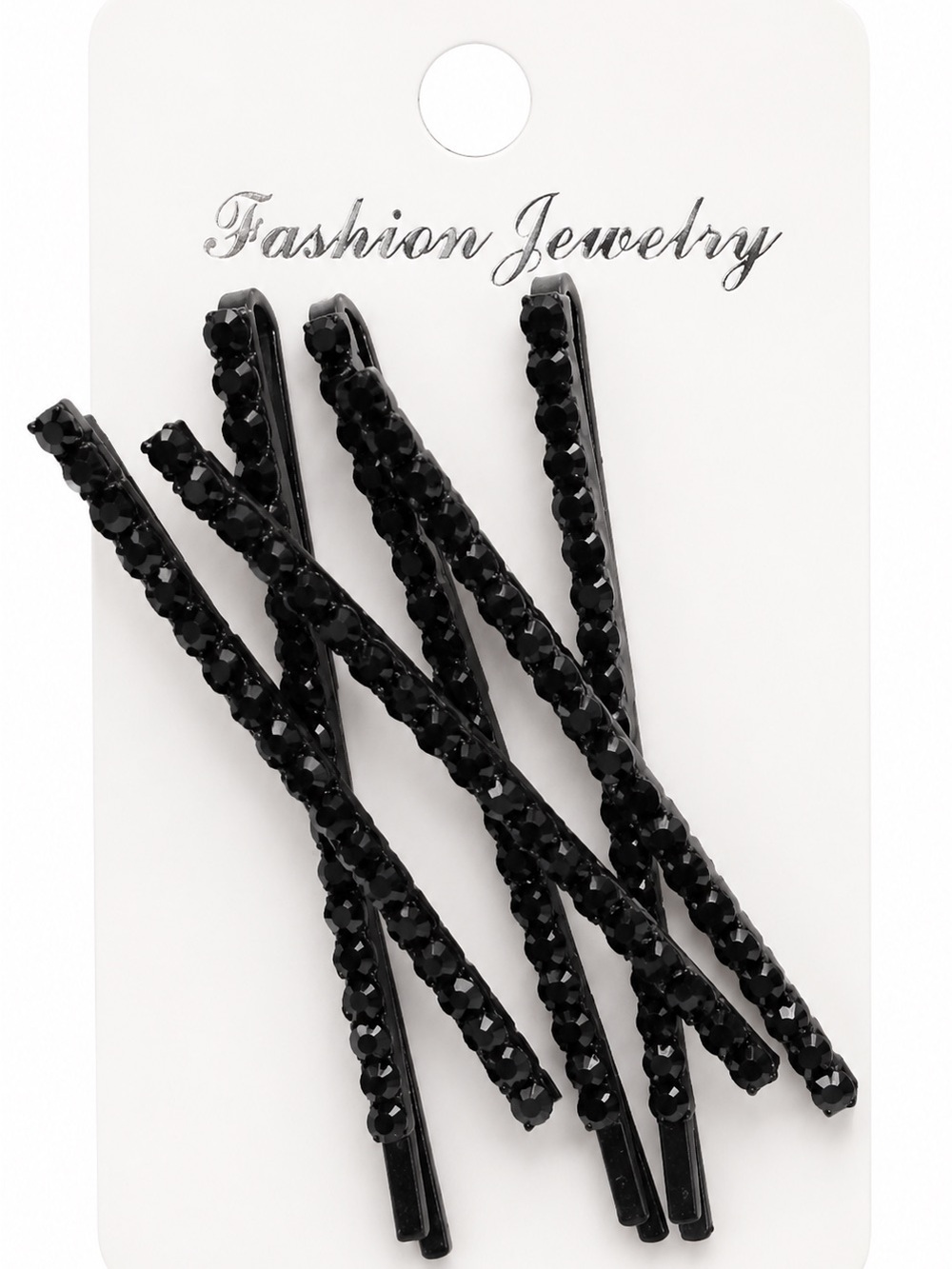 Black Rhinestone X Bobby Pins Set of 3 Hair Clips Geometric Barrettes NEW